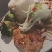 Pork Fillet with Spinach Sauce On Rice 菠菜汁豬扒飯